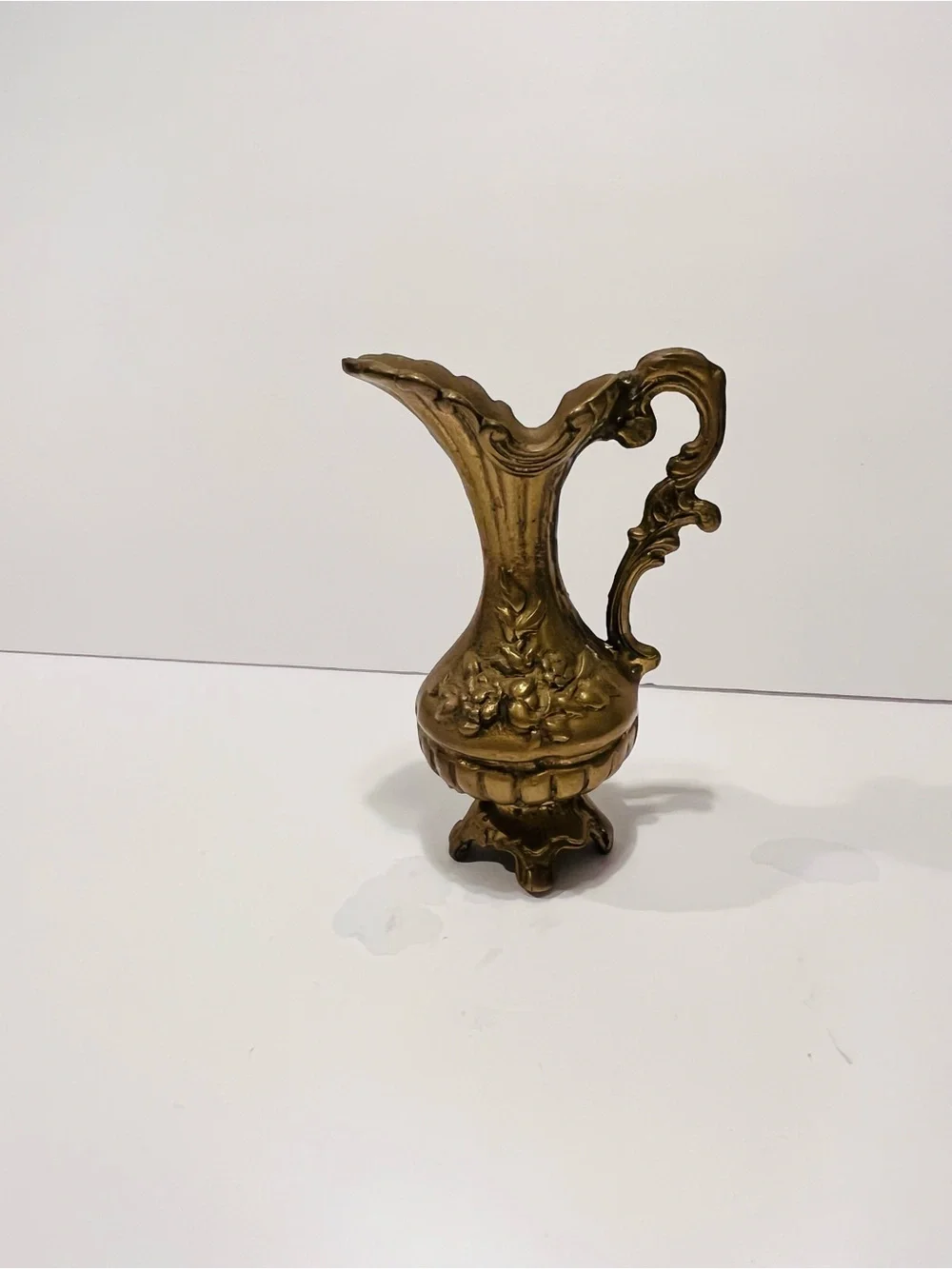 Antique Solid Brass Decorative Small Pitcher 6.5” Heavy